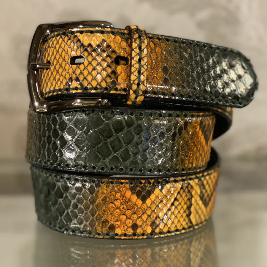 edler gold-grüner Gürtel aus Python von Fausto Colato