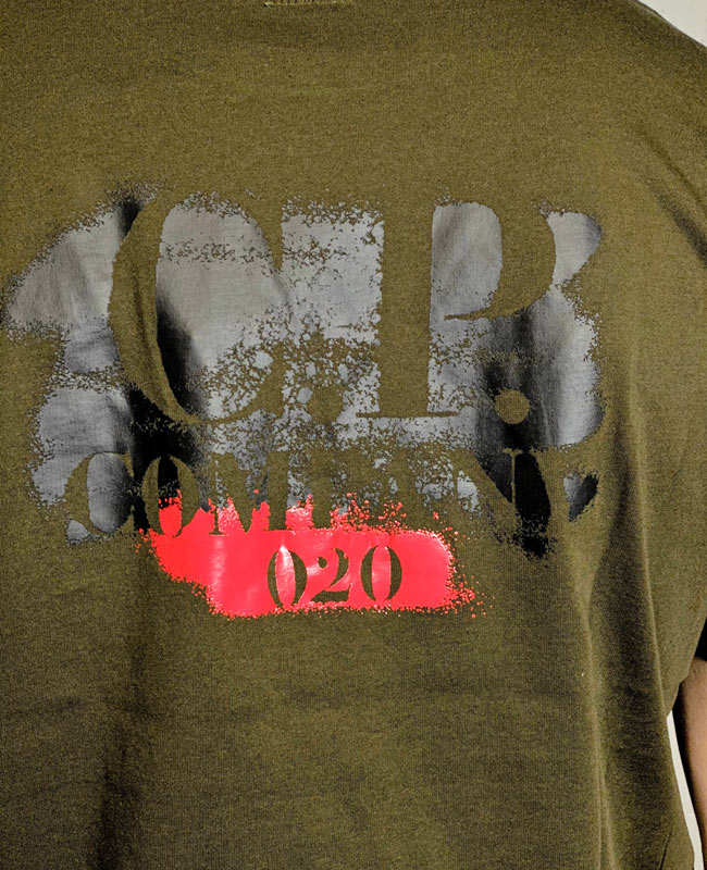 CP Company T-Shirt Baumwolle Logo Print halbarm oliv